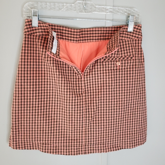 Lady Hagen Peach Gingham Golf Skort - Picture 8 of 11